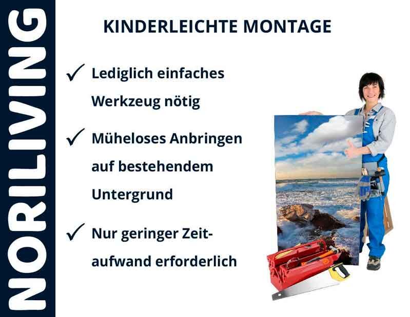 Noriliving Produkt zeigt einfache Montage mit minimalem Werkzeugaufwand