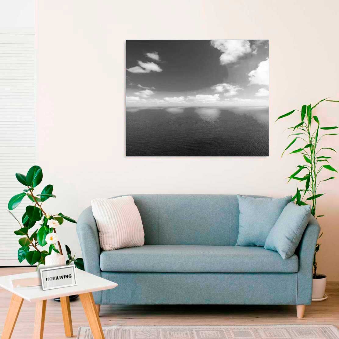 Wandbild über dem Sofa mit Motiv Tiefes blau 710 schwarz-weiß
