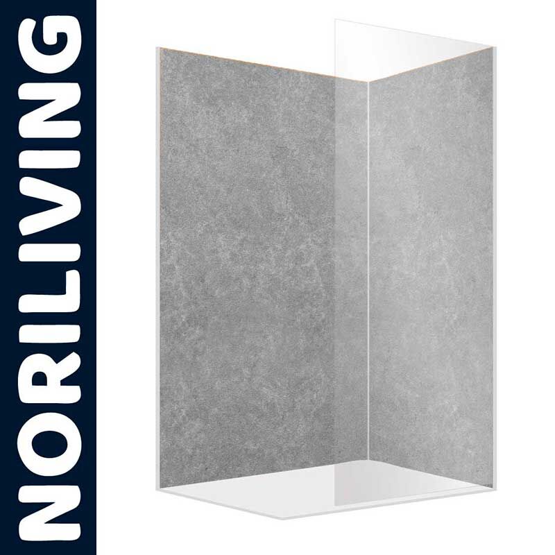 Moderne Duschwand aus Glas von Noriliving mit Betonoptik