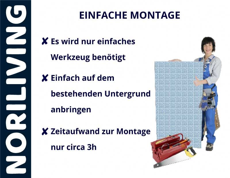 Aufzählung der Vorteile einer Duschrückwand aus Aluverbund
