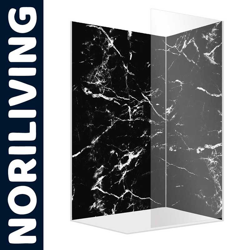 Duschwand von Noriliving in edler Marmoroptik für ein modernes Badezimmerdesign