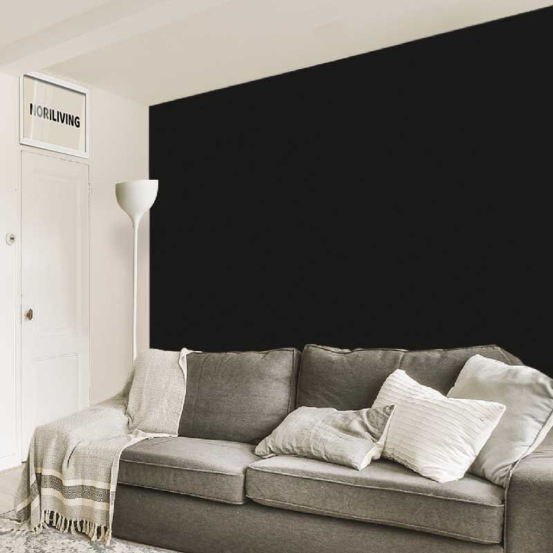 im Wohnzimmer eingebaute Wohnzimmerrückwand mit Motiv Unifarbe Schwarz 2329