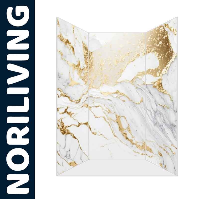 Raumteiler im Marmor- und Golddesign von NORILIVING, ideal zur Raumgestaltung