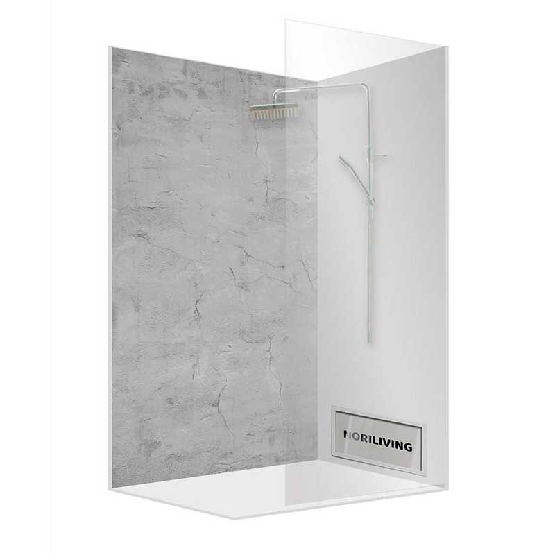 Elegante Duschkabine mit Glaswand und grauer Betonoptik