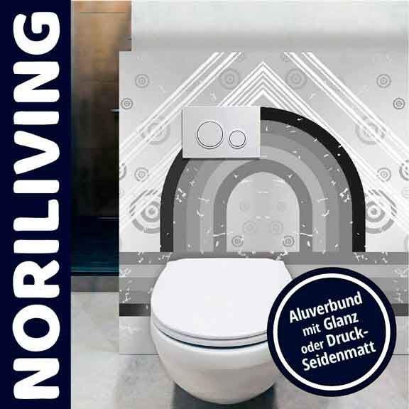 WC mit stilvoller Aluverbund-Verkleidung und Regenbogendesign, geeignet für Badezimmerdekoration