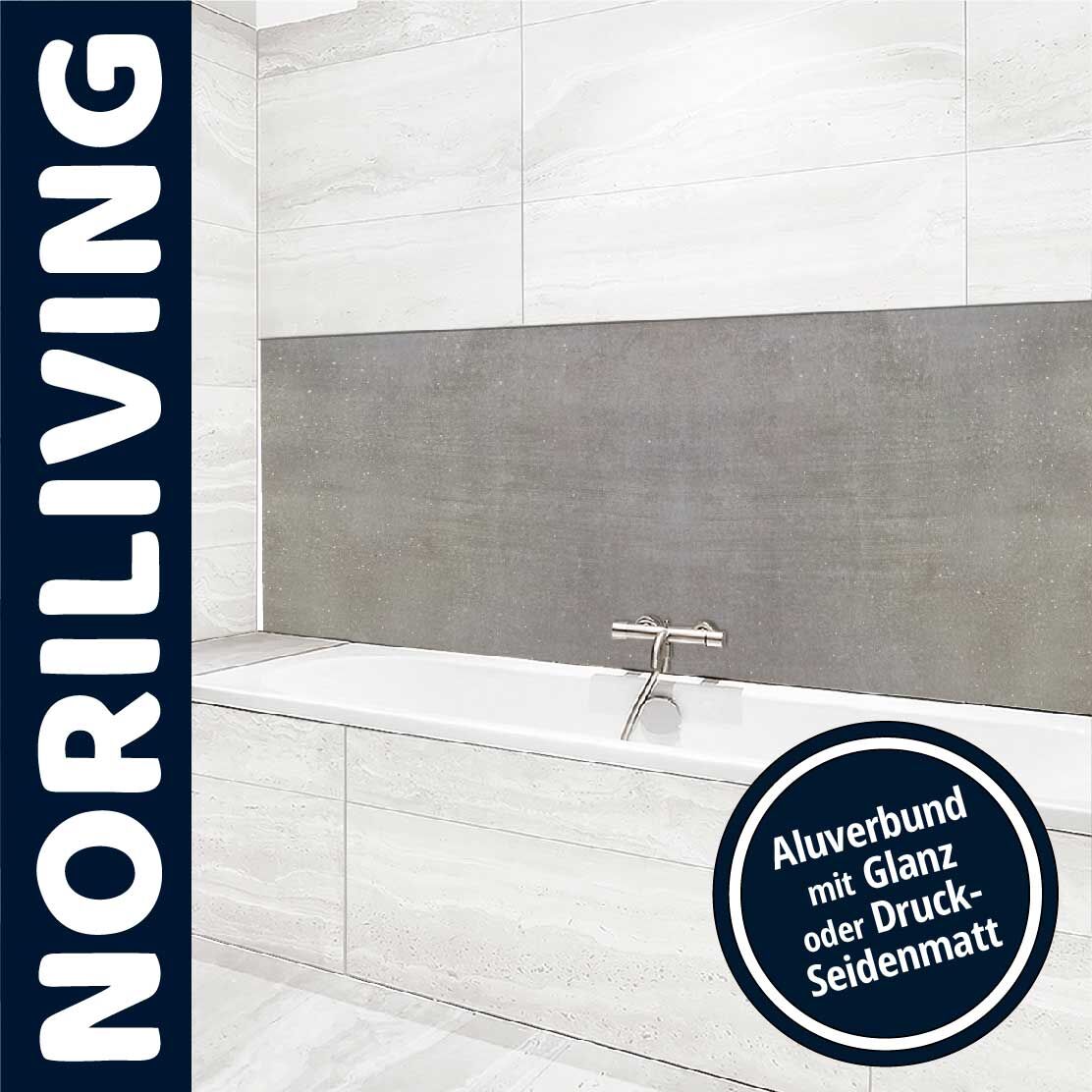 Ansicht des Badrückwand-Motivs Natur - Beton inklusive Grünspan 312 Oberkante
