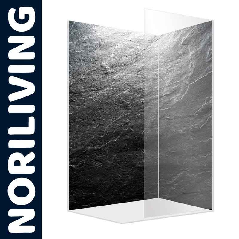 Glas-Duschwand mit modernem Schiefermuster von Noriliving