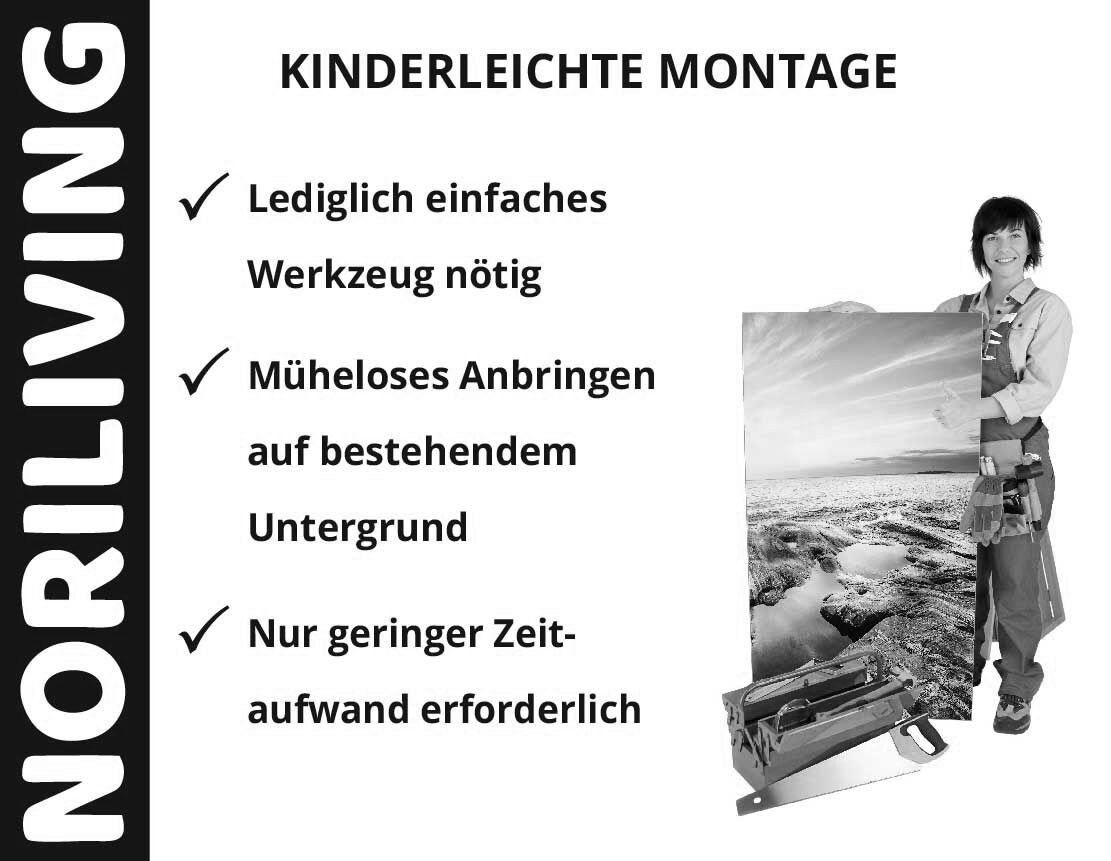 Aufzählung der Vorteile einer Badrückwand aus Aluverbund