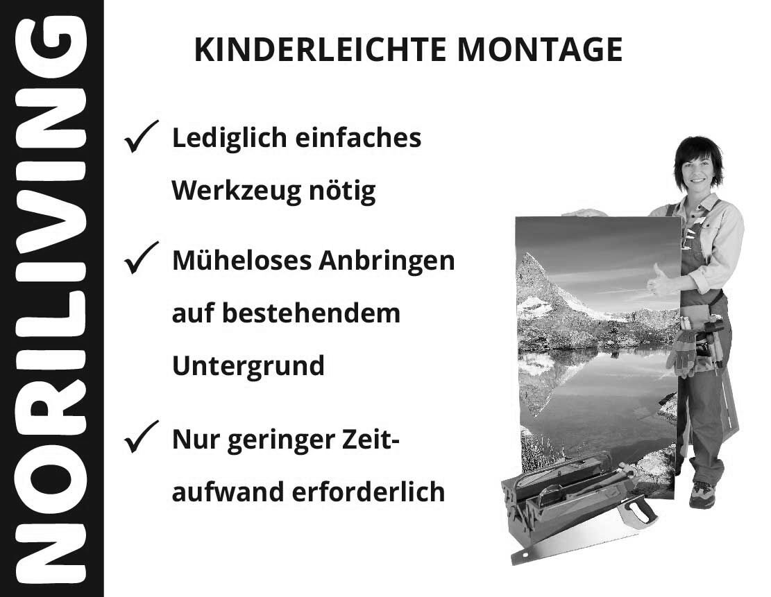 Aufzählung der Vorteile einer Badrückwand aus Aluverbund