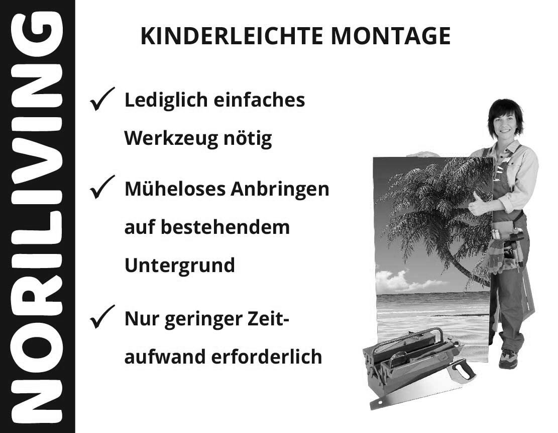 Aufzählung der Vorteile einer Badrückwand aus Aluverbund