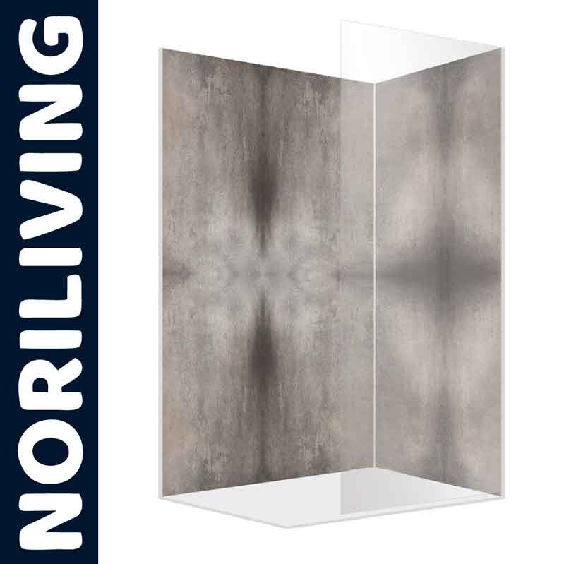 Eckige Duschkabine von Noriliving in grauer Marmoroptik