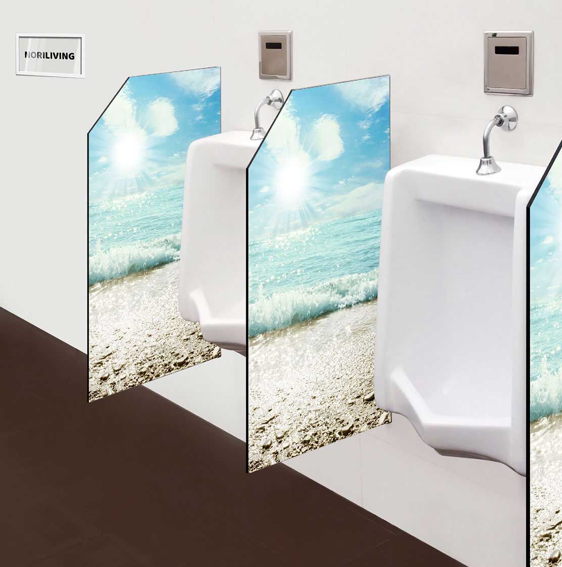 in der Toilette eingebaute Schamwand mit Motiv Am Strand 685