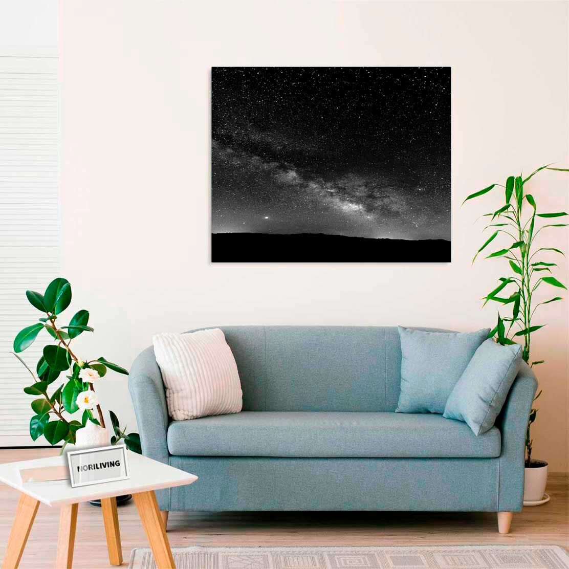 Wandbild über dem Sofa mit Motiv Sternenhimmel 558 schwarz-weiß