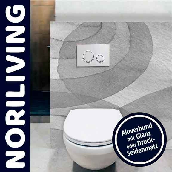 Toilette mit moderner Aluverbundplatte von Noriliving, glänzend oder seidenmatt