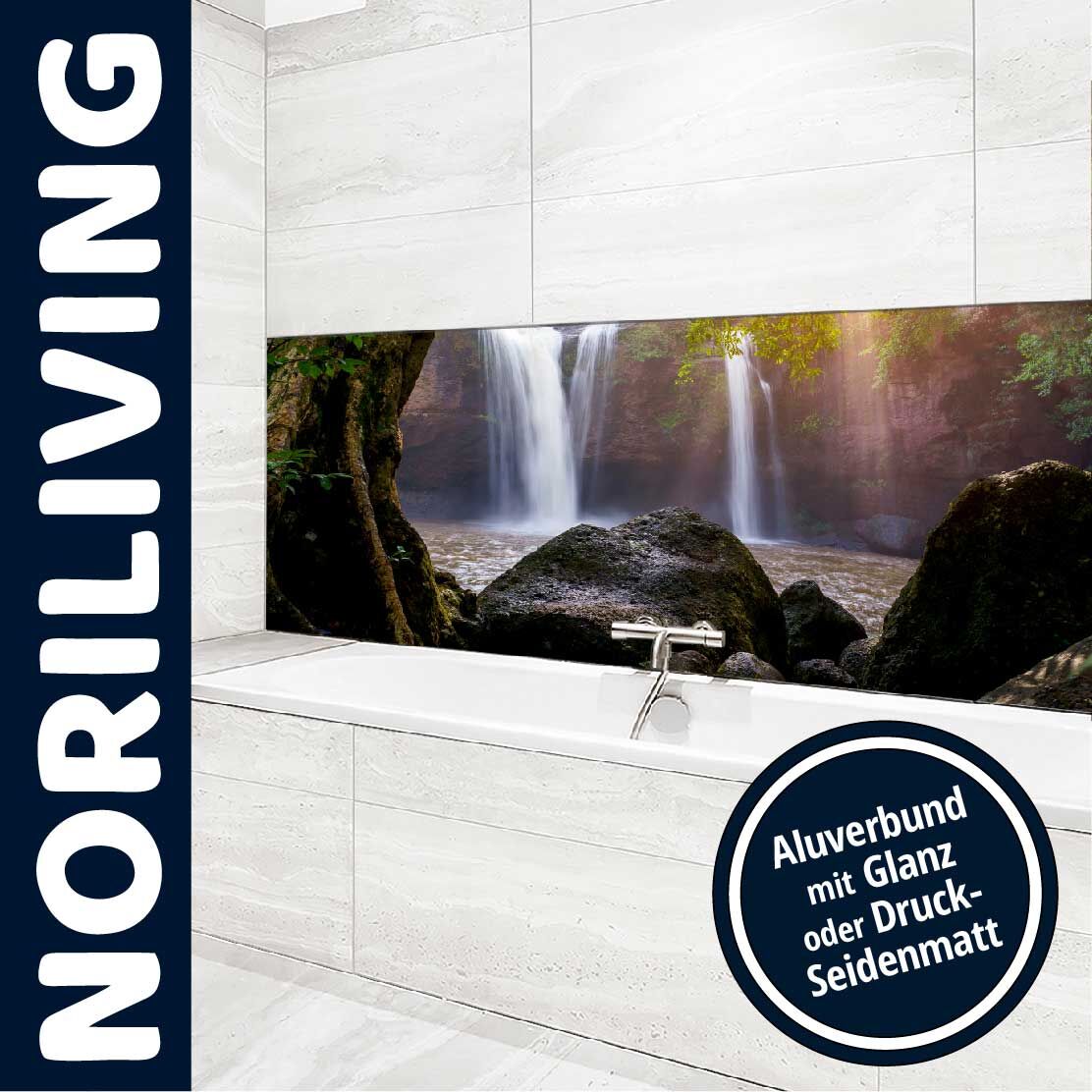 Ansicht des Badrückwand-Motivs Wasserfall 835 Unterkante