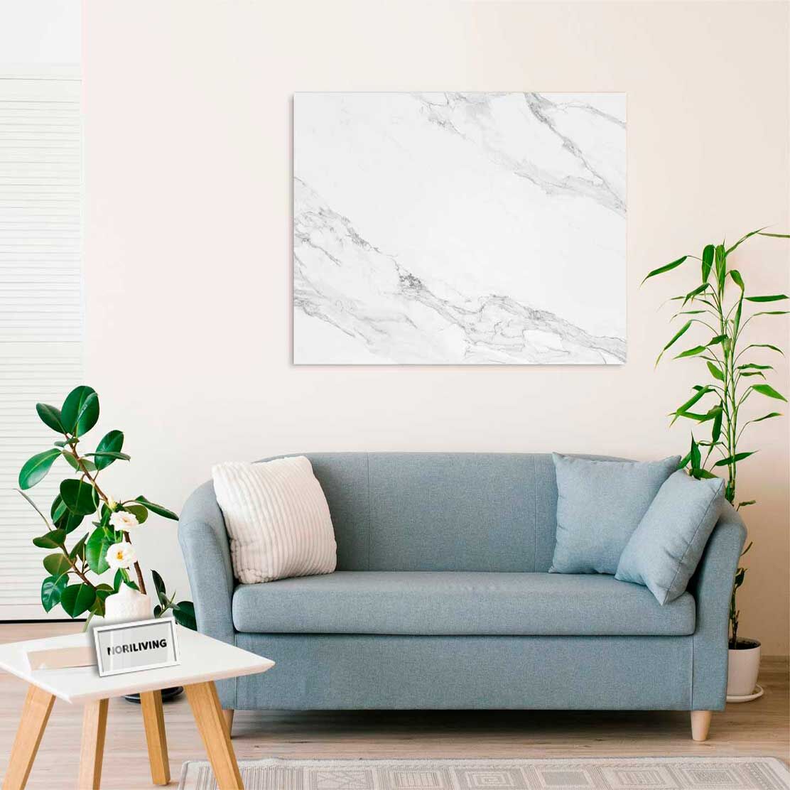Wandbild über dem Sofa mit Motiv Marmor hellgrau 117a