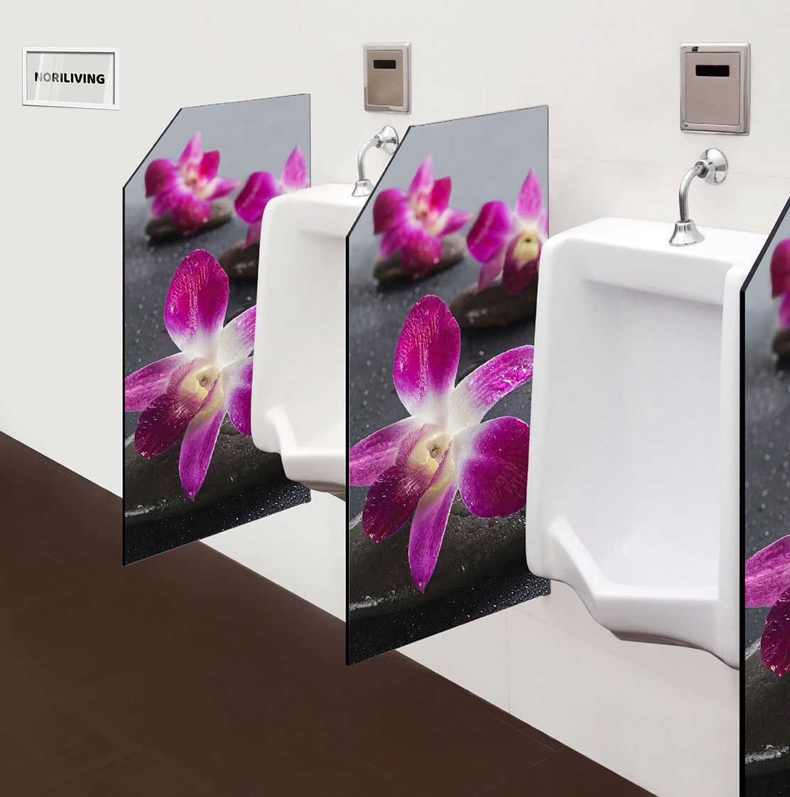 in der Toilette eingebaute Schamwand mit Motiv Zen Steine mit Orchideen 642