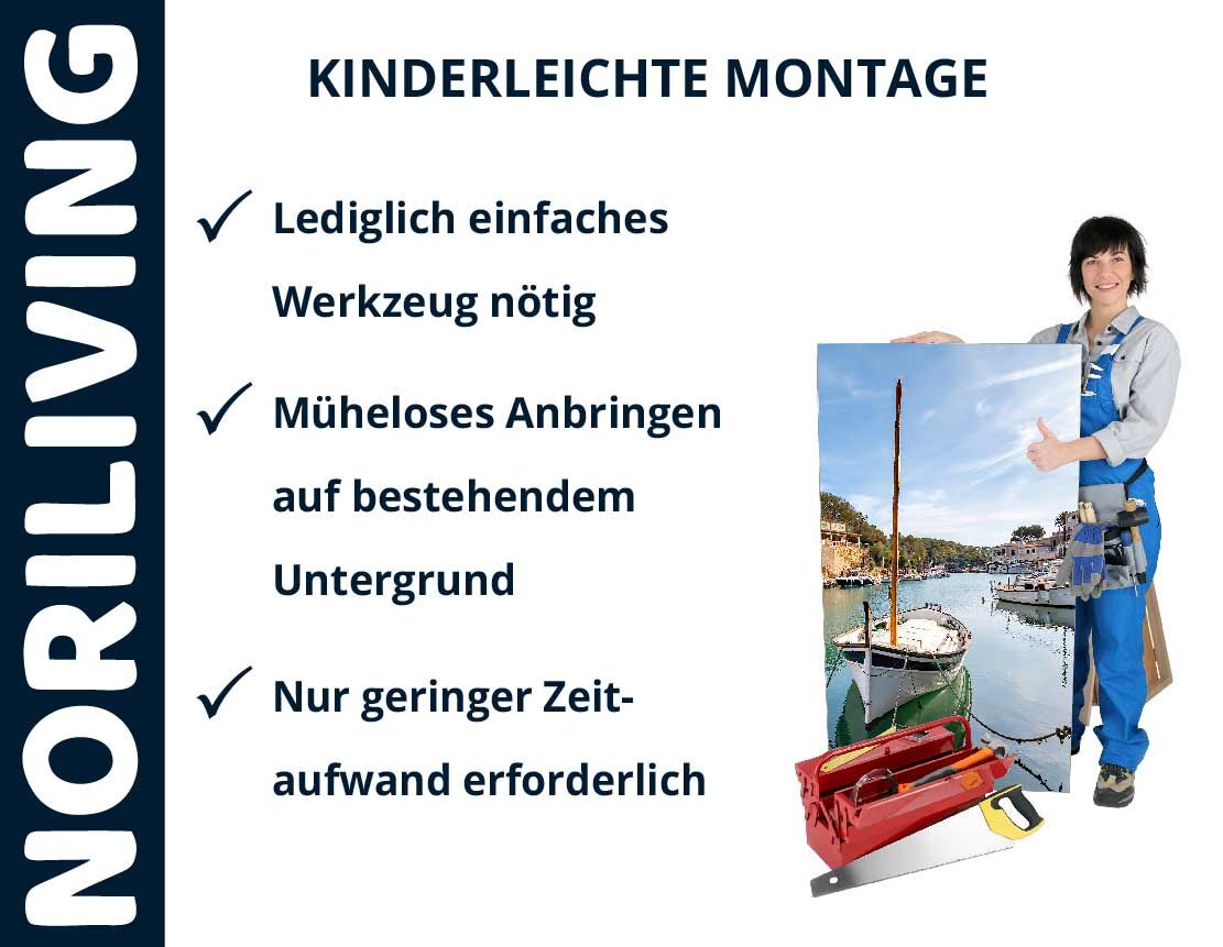 Aufzählung der Vorteile einer Badrückwand aus Aluverbund