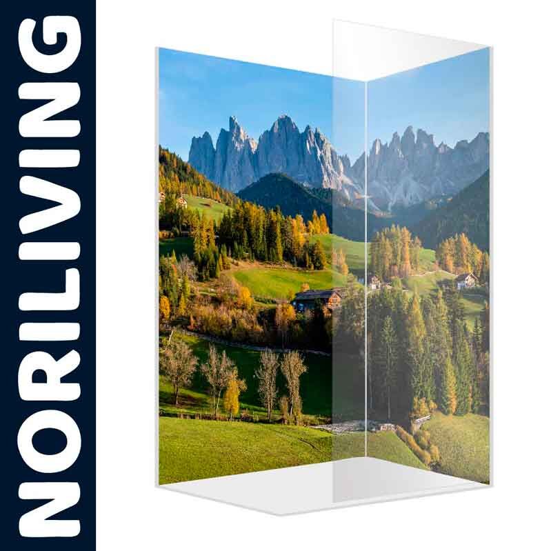 Raumteiler mit malerischer Berglandschaft und herbstlichen Wäldern von NORILIVING