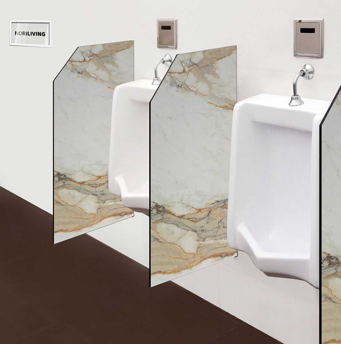 in der Toilette eingebaute Schamwand mit Motiv Marmor beige 117