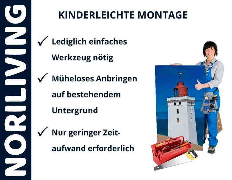 Frau mit NORILIVING-Montageset, einfache Installationstipps, mühelose Anbringung, geringer Zeitaufwand
