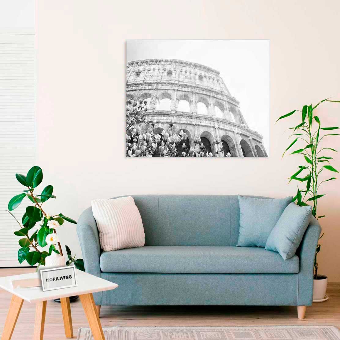 Wandbild über dem Sofa mit Motiv Kolosseum Rom bei Sonnenuntergang 544 schwarz-weiß