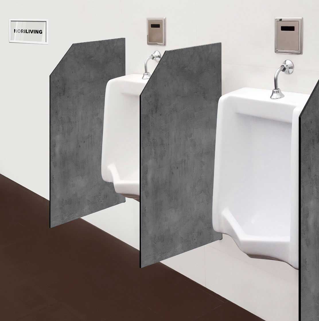 in der Toilette eingebaute Schamwand mit Motiv Beton Grau Rohputz 263 schwarz-weiß