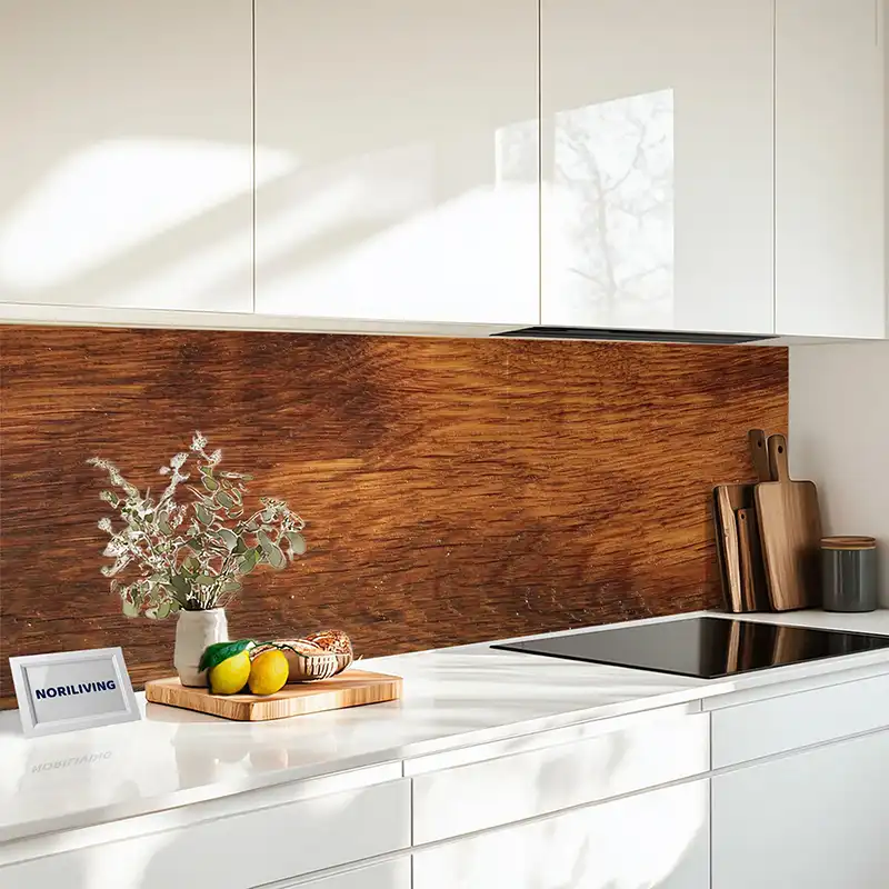 Fliesenspiegel Alu Massive Eichenholz-Planke mit Naturknoten 386