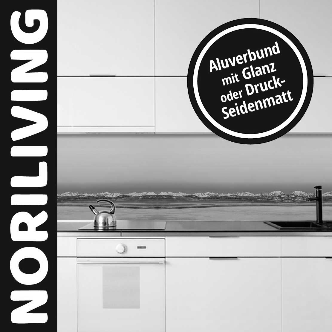 Abbildung einer Küchenrückwand mit Motiv Berge im Abendlicht 009 schwarz-weiß