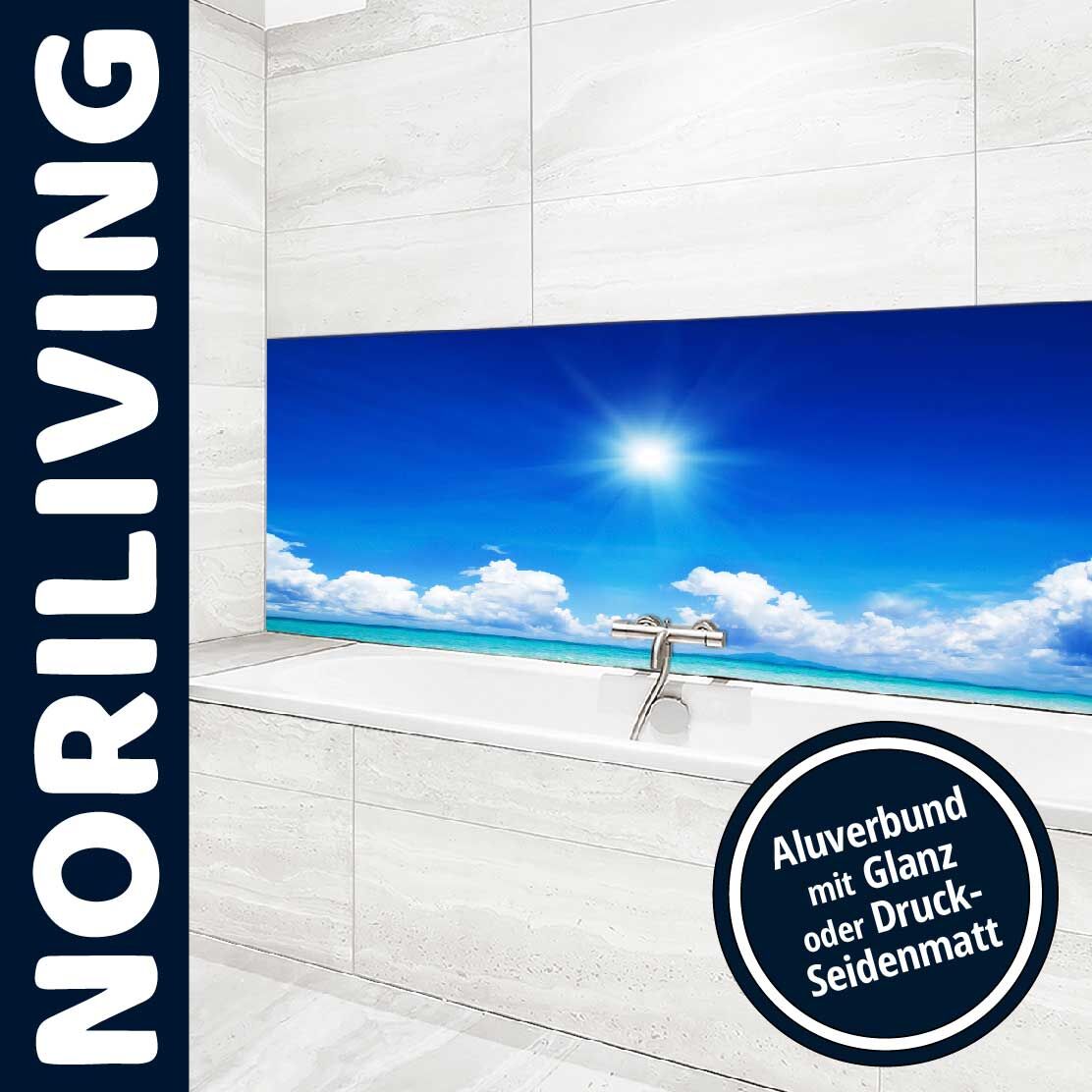 Ansicht des Badrückwand-Motivs Karibik Strand 283 Oberkante