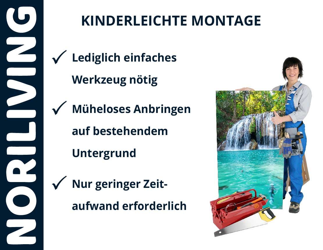 Aufzählung der Vorteile einer Badrückwand aus Aluverbund