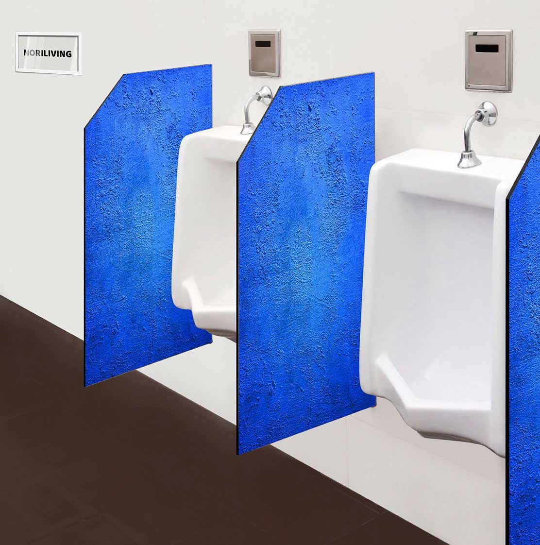 in der Toilette eingebaute Schamwand mit Motiv Blauer Rauputz 064