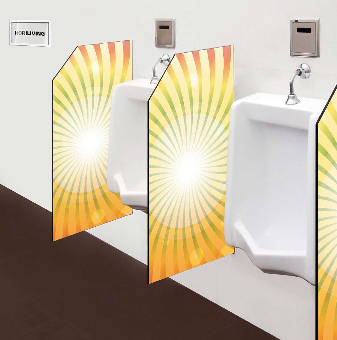 in der Toilette eingebaute Schamwand mit Motiv Kreis- und Wellenmuster 303