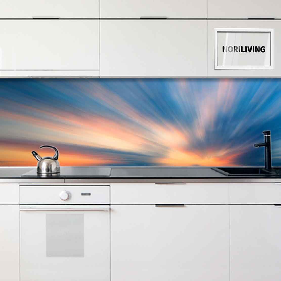 in der Küche eingebaute Küchenrückwand mit Motiv Bewölkter Himmel bei Sonnenuntergang 958