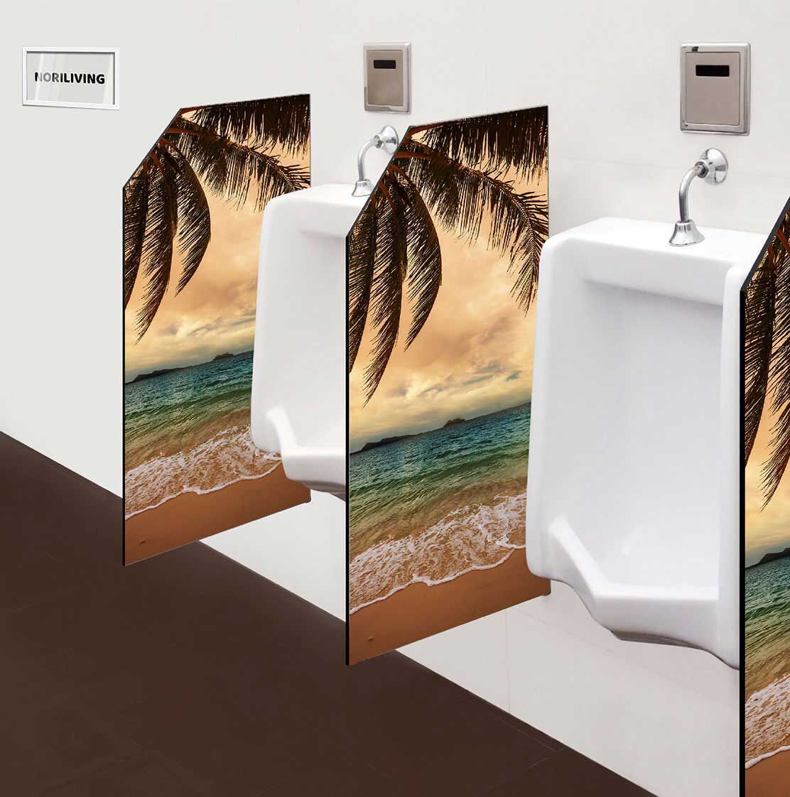 in der Toilette eingebaute Schamwand mit Motiv Tropischer Strand am Abend 724