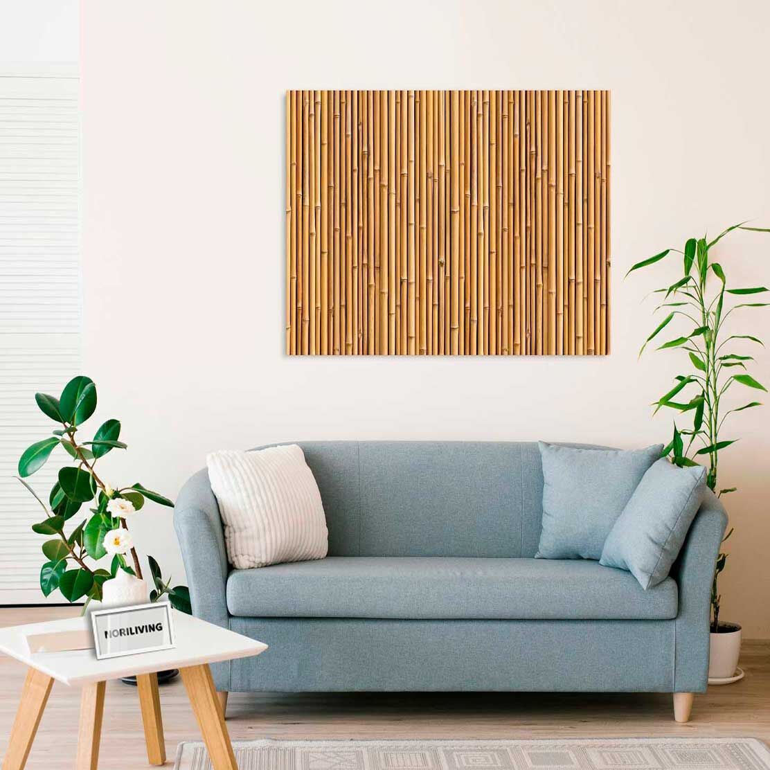 Wandbild über dem Sofa mit Motiv Bambuszaun 767