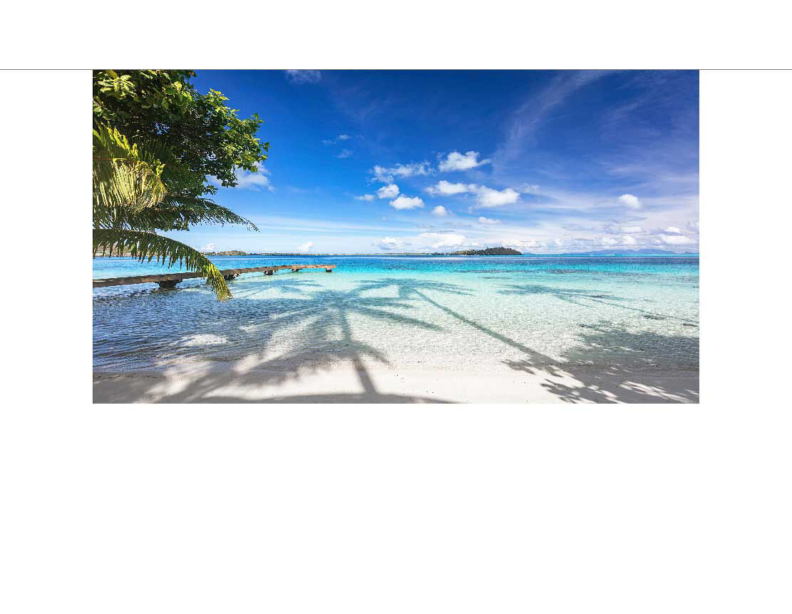 Ansicht des Badrückwand-Motivs Strand von Bora Bora mit Steg ins Meer 008