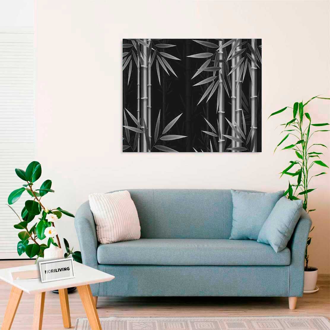 Wandbild über dem Sofa mit Motiv Bambus 466 schwarz-weiß