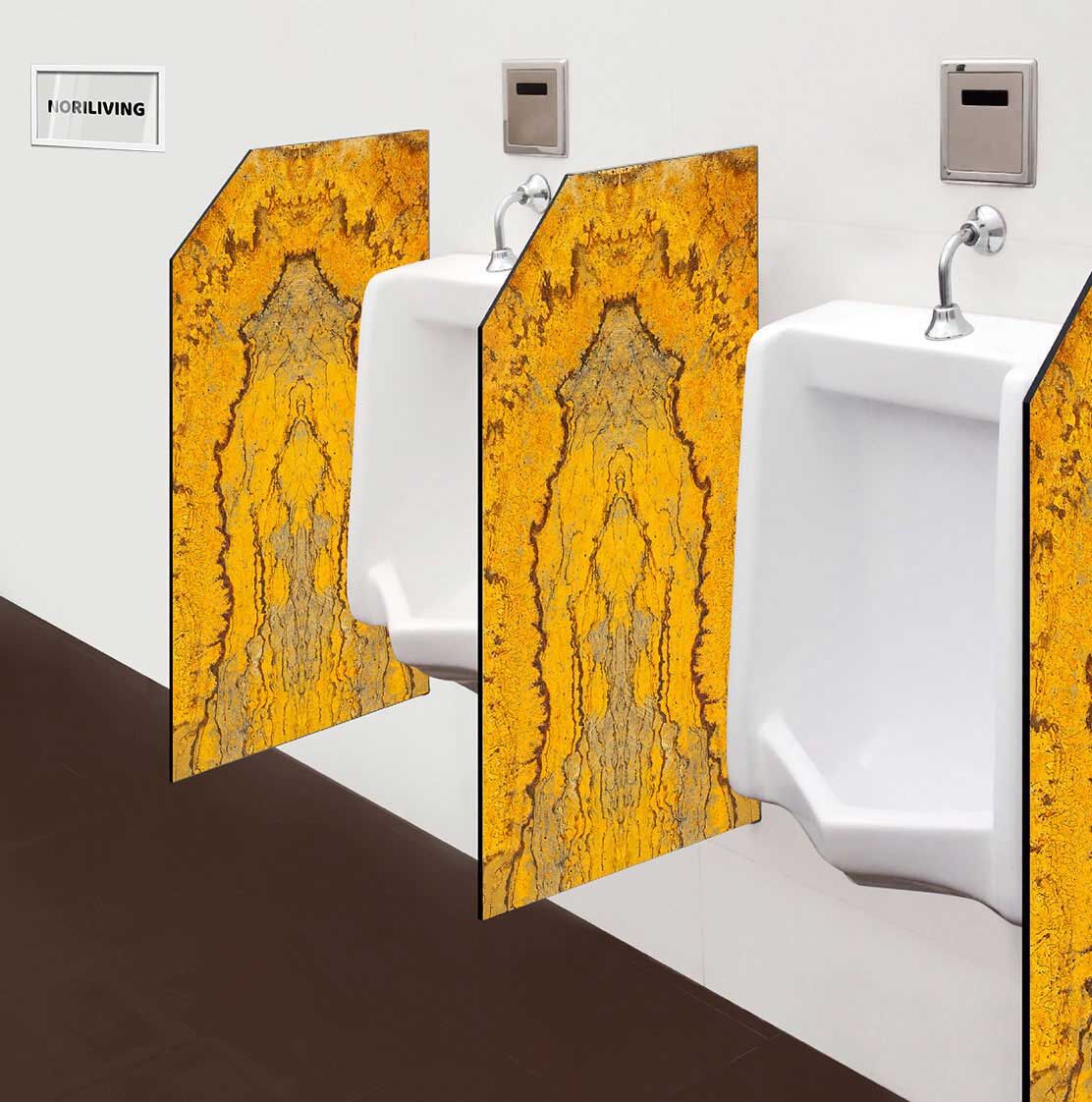 in der Toilette eingebaute Schamwand mit Motiv Rost 075
