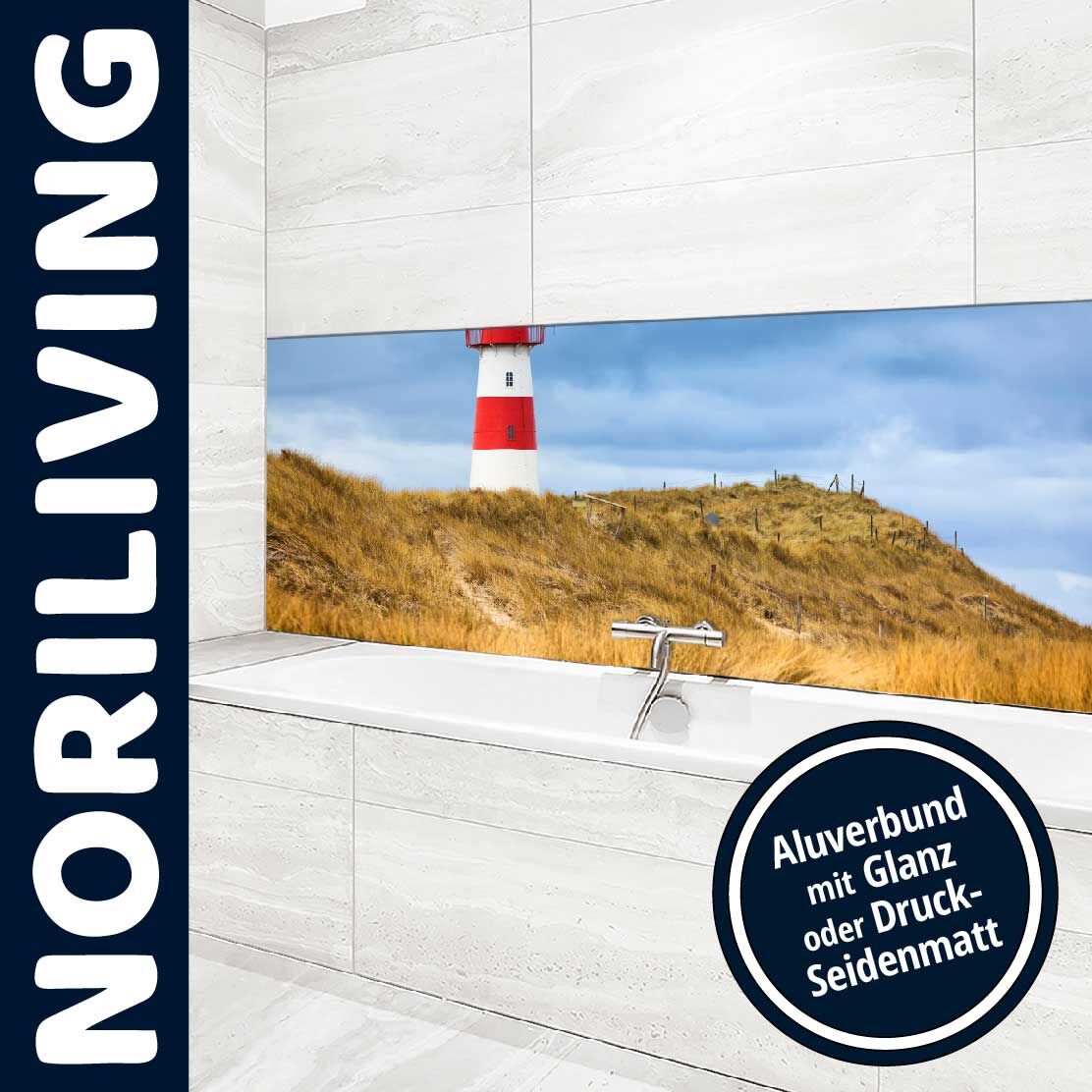 Ansicht des Badrückwand-Motivs Leuchtturm von List auf Sylt Nordsee 809 Unterkante