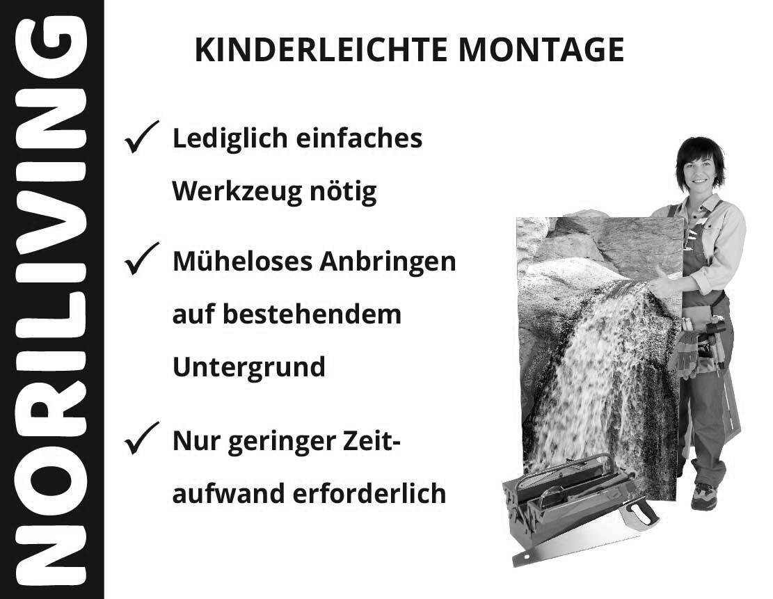 Aufzählung der Vorteile einer Badrückwand aus Aluverbund