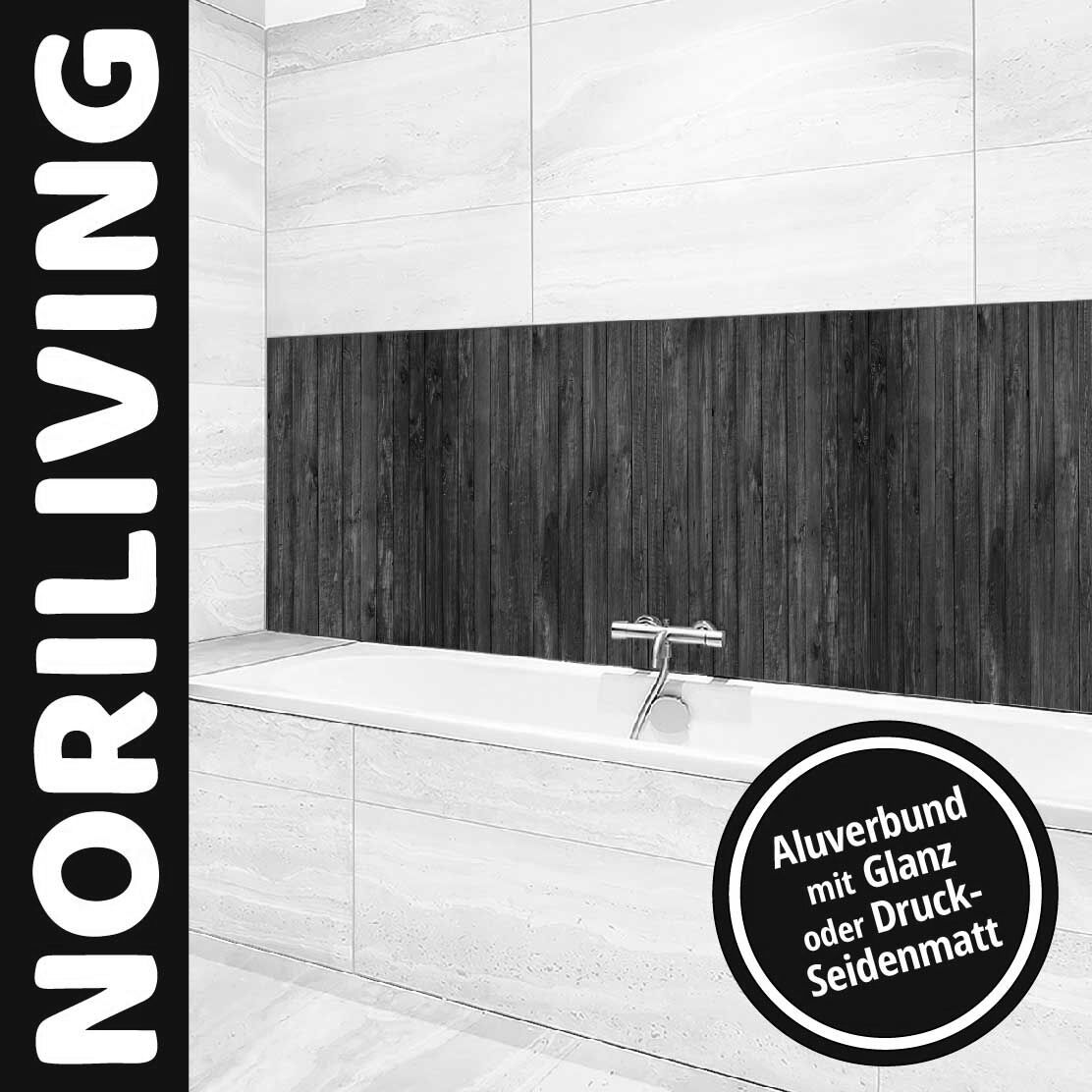 Ansicht des Badrückwand-Motivs Alte Holzbohlen 056 schwarz-weiß Unterkante