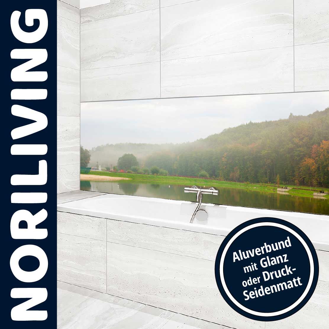 Ansicht des Badrückwand-Motivs Herbst in den Karpaten 148 Oberkante