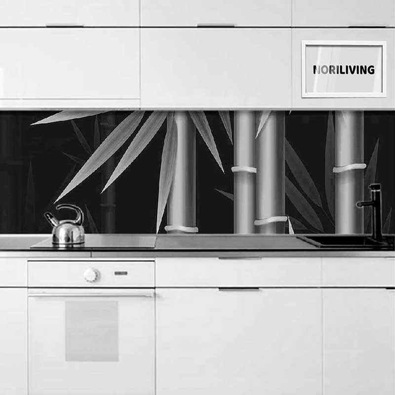 Küchenrückwand Alu Bambus 466 schwarz-weiß