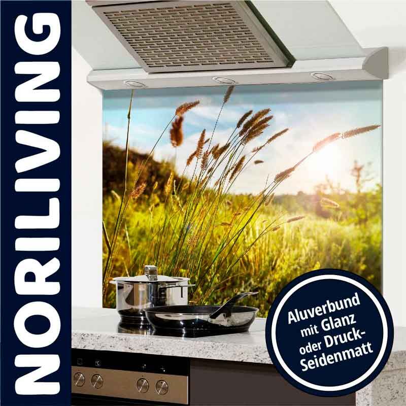 Küchenrückwand mit Naturmotiv von Noriliving aus Alubund, erhältlich in Glanz oder Seidenmatt