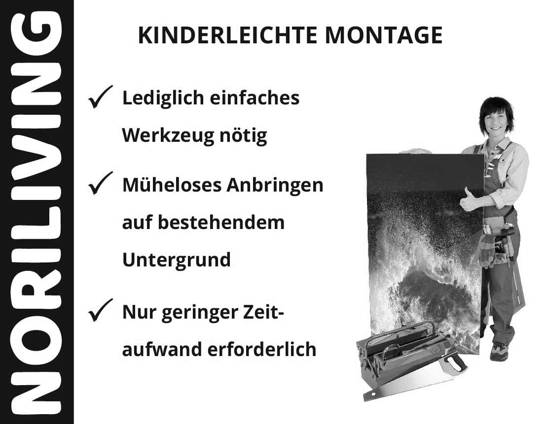 Aufzählung der Vorteile einer Badrückwand aus Aluverbund