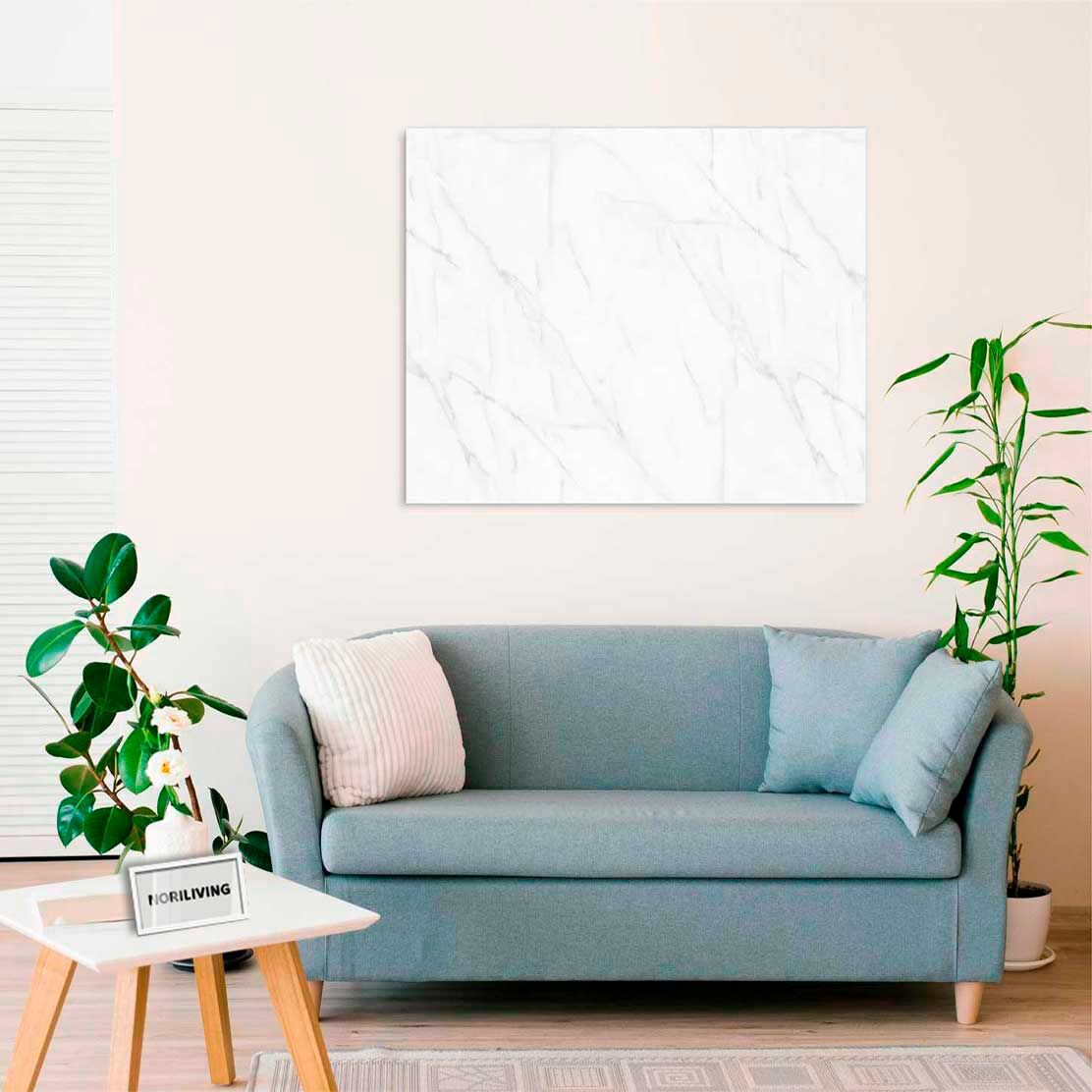 Wandbild über dem Sofa mit Motiv Marmorstruktur weiß 275 schwarz-weiß