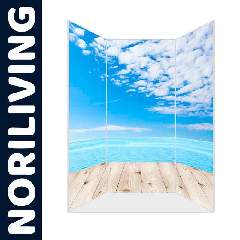 Dekorativer Raumteiler mit Landschaftsmotiv von Himmel und Meer