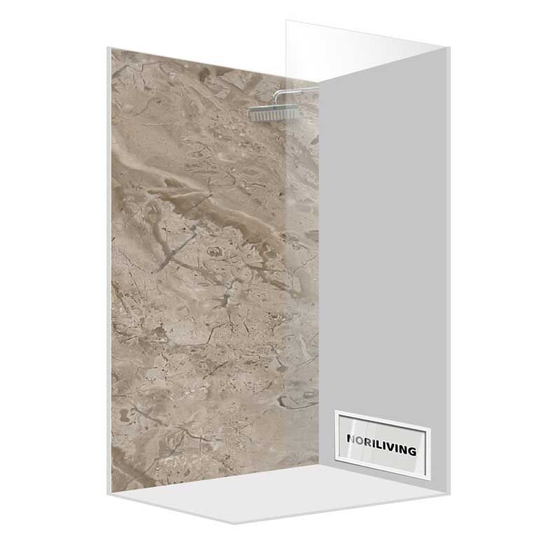 Abbildung einer Einzel-Duschrückwand mit Motiv Marmor beige-braun 026