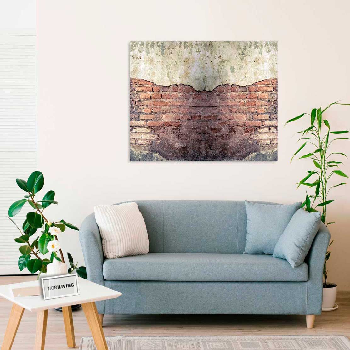Wandbild über dem Sofa mit Motiv Alte Ziegelmauer 513a